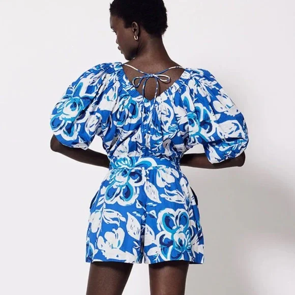 Cleobella Thalia Romper in Azure Print - Size XS - Picture 2 of 10